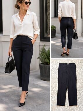 Helmut Lang Wool Blend Ankle Crop Pants Tailored Trousers Front Crease Seam~ 4🧡